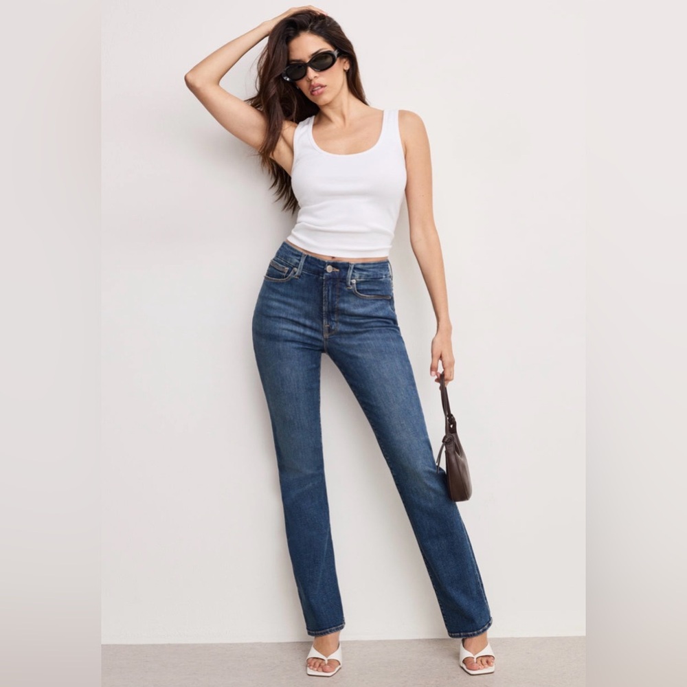 Good American•Blue Good Legs Straight Jeans•Size 4/27•NWT